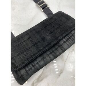 J Crew Crossbody Bag Purse Womens Gray Black Suede Plaid Folded